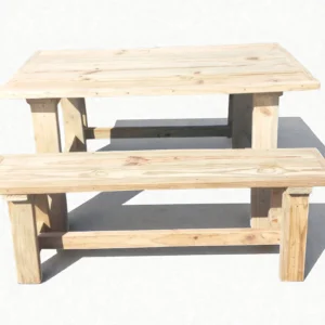 Handcrafted Pine Table with Benches