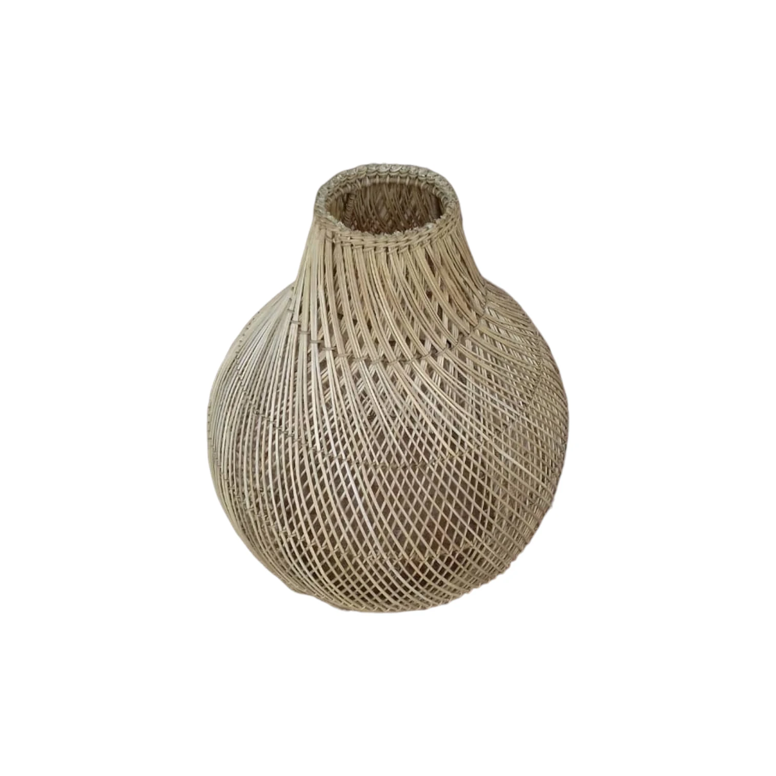 Handmade Malawi Cane Lamp Medium Shade Slick Design 03 - Image 2