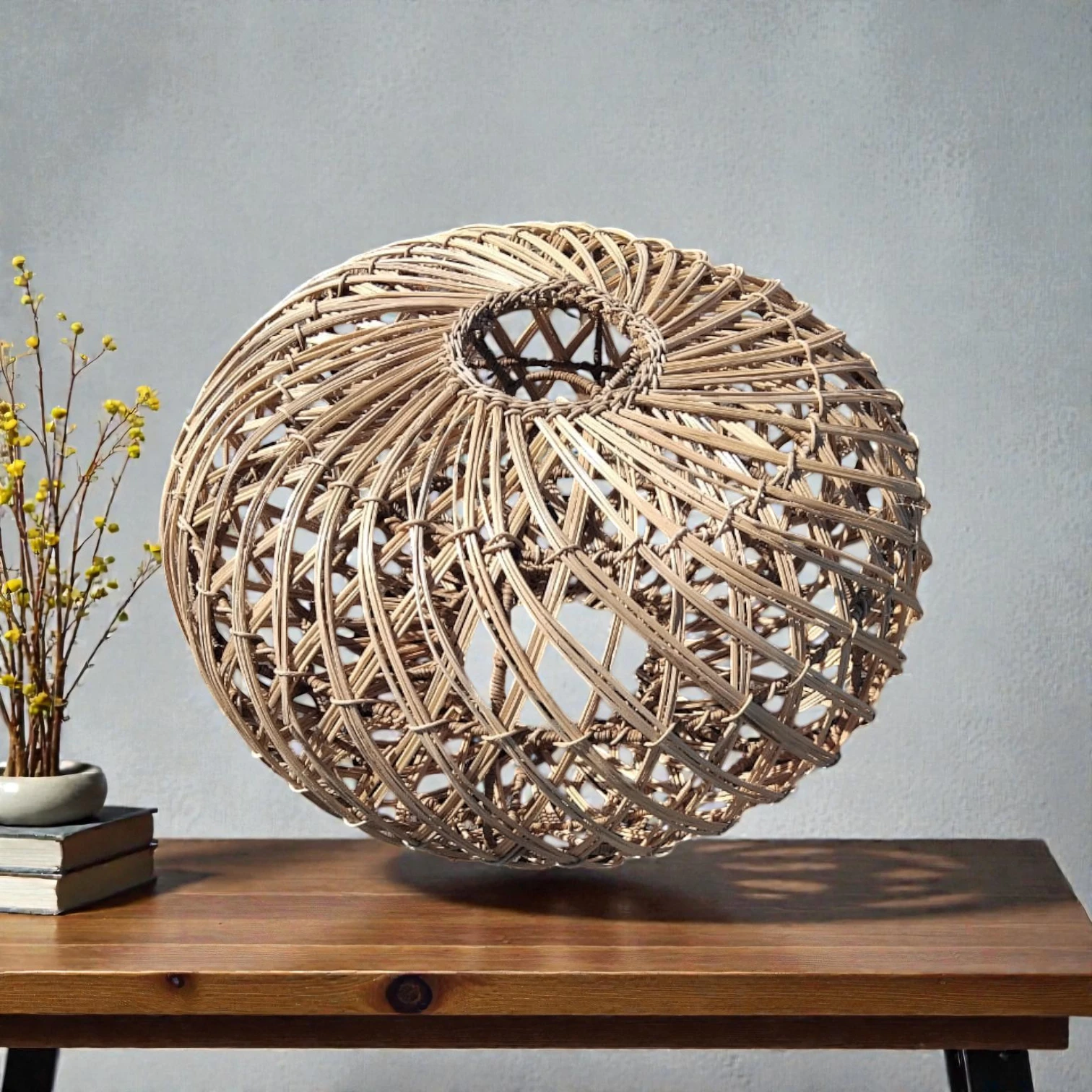 Handmade Malawi Cane Lamp Medium Shade - Image 2
