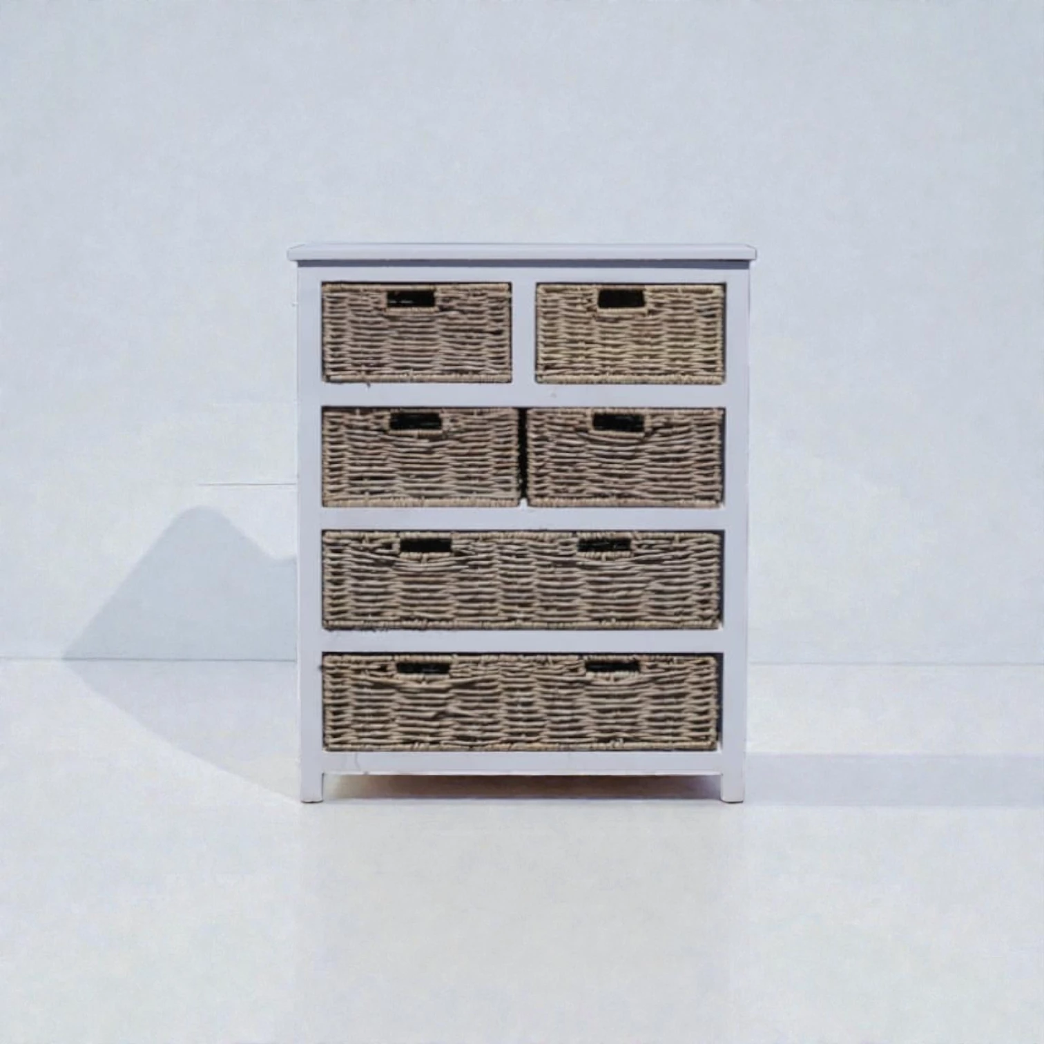 Pine Wood Chest of Drawers with 6 Cane Woven Drawers – Handcrafted - Image 2