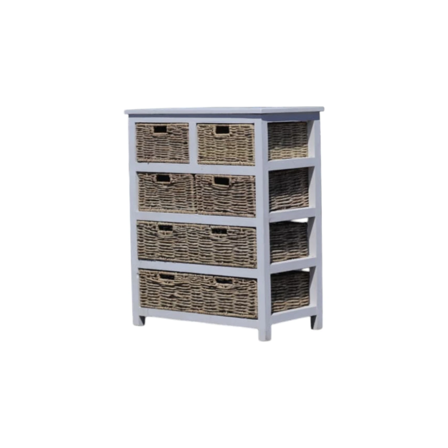 Pine Wood Chest of Drawers with 6 Cane Woven Drawers – Handcrafted - Image 5