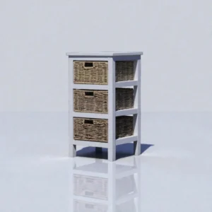 Pine Wood Chest of Drawers with Cane Woven Drawers – 3 Drawer Unit