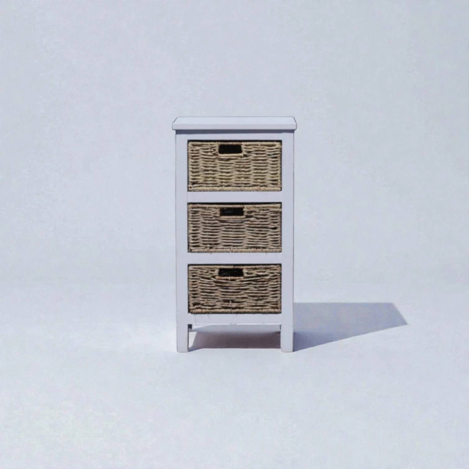 Pine Wood Chest of Drawers with Cane Woven Drawers – 3 Drawer Unit - Image 6