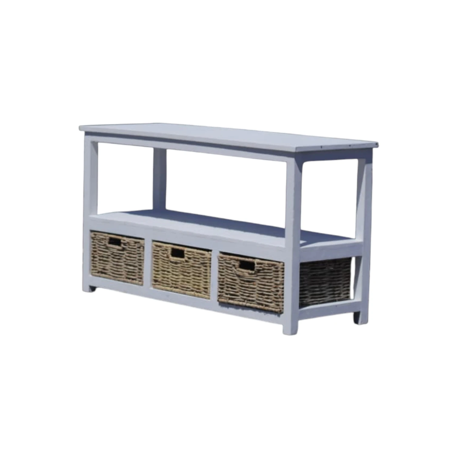 Wood TV Stand with Woven Cane Drawers – Handcrafted - Image 6