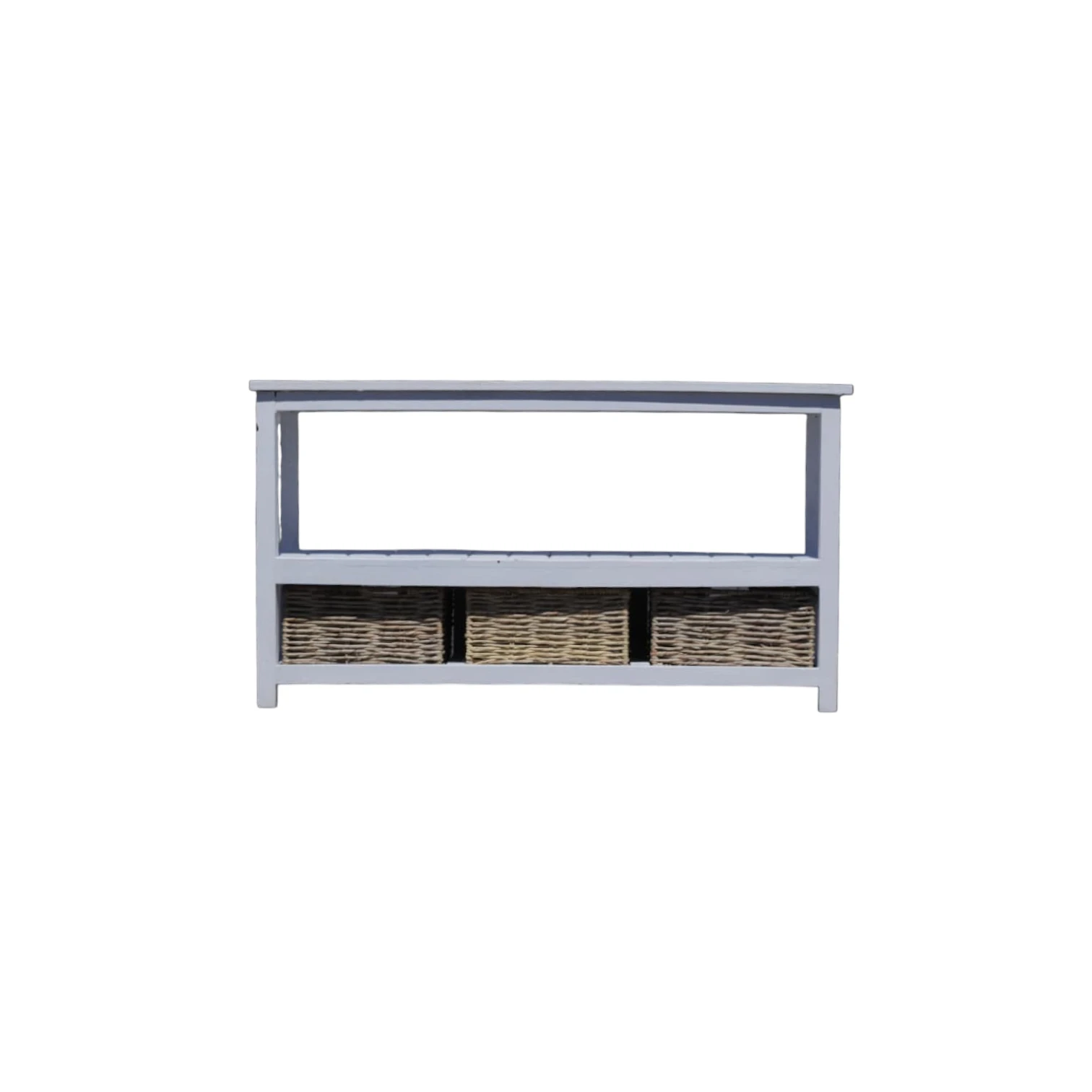 Wood TV Stand with Woven Cane Drawers – Handcrafted - Image 5