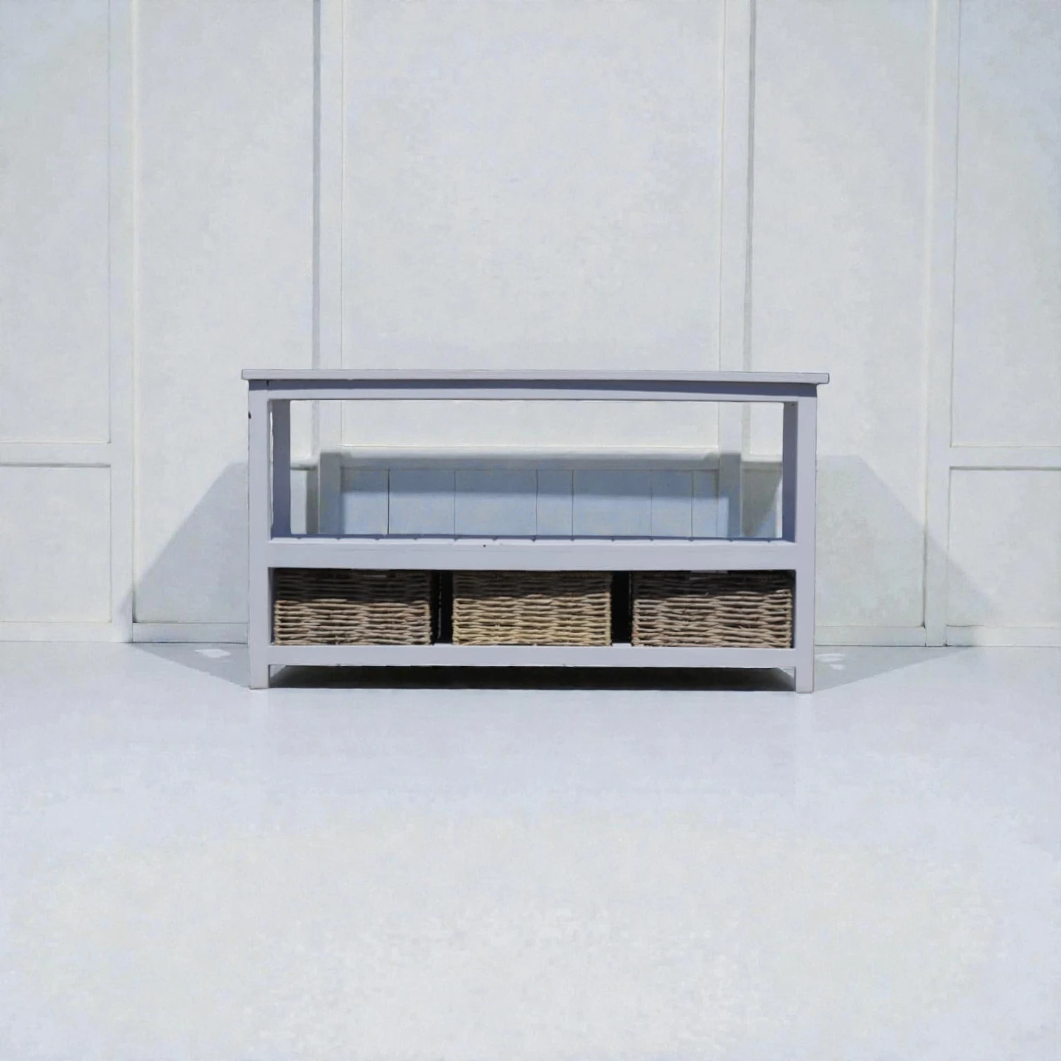Wood TV Stand with Woven Cane Drawers – Handcrafted - Image 3