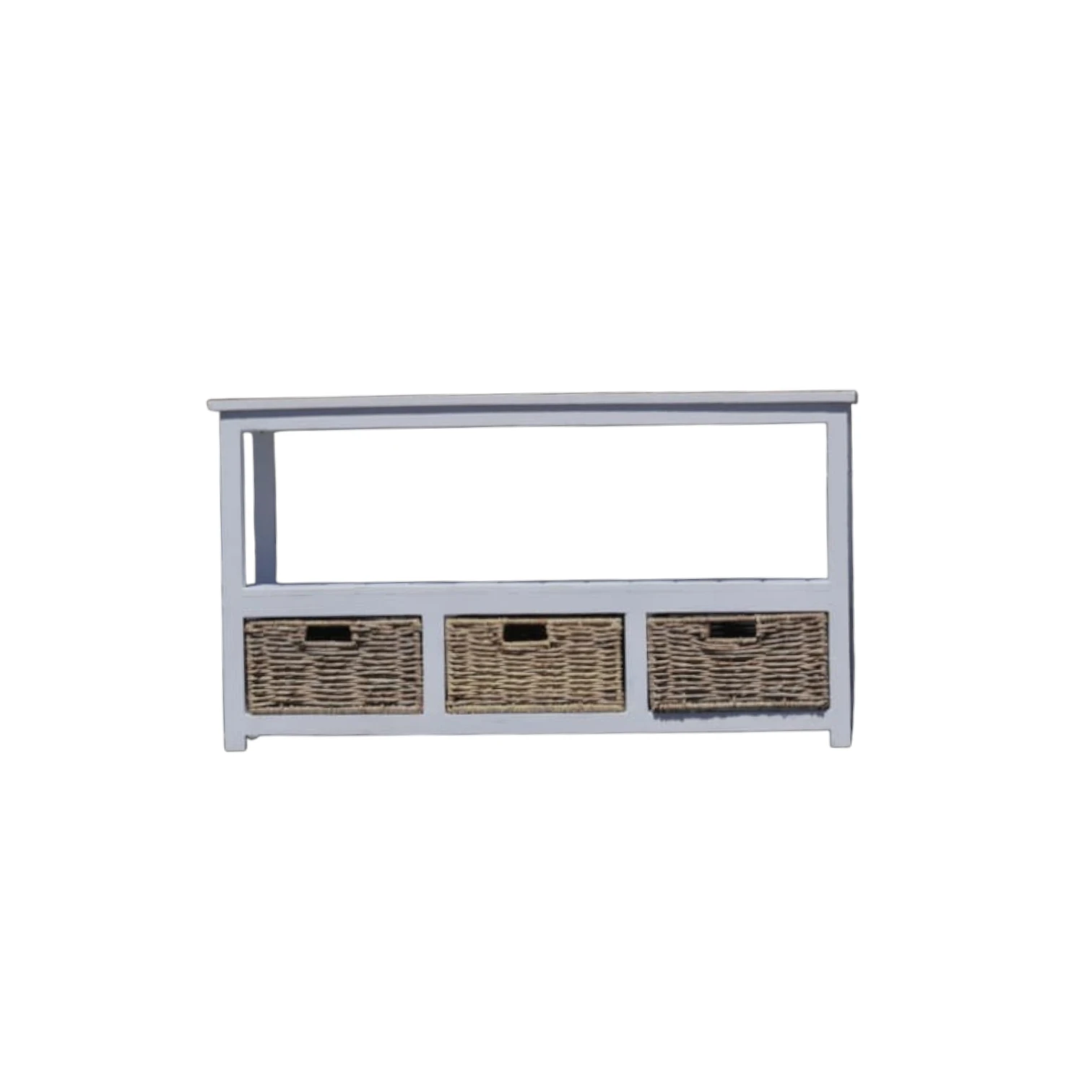 Wood TV Stand with Woven Cane Drawers – Handcrafted - Image 4