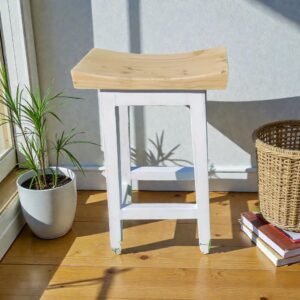 Barstool – Natural Top with White Legs